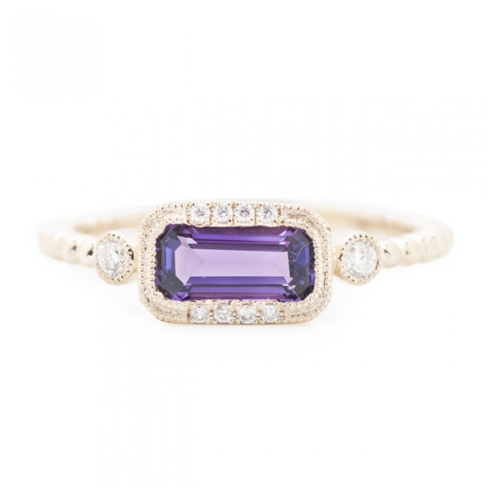 East-West Emerald-Cut Color Stone Stacking Ring
